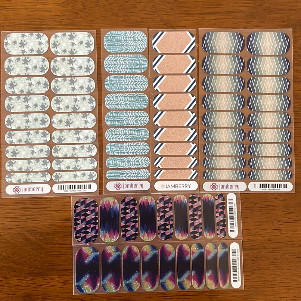 Jamberry Bundle Glitter Nail Wraps 2 Full Sheets 4 Half Sheets